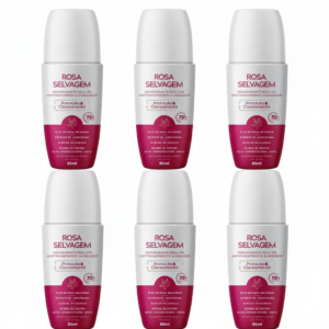 6 unidades de Desodorante Roll-On Clareador Rosa Selvagem 85 ml 72h