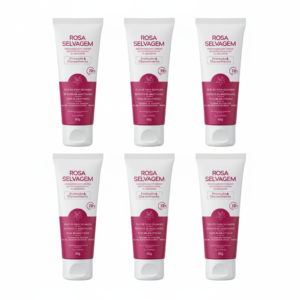 6 unidades de Desodorante Creme Rosa Selvagem 85 gr Clareador Tradicional