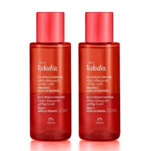 2 unidades - Óleo Natura Bifásico Corporal Tododia Morango e Baunilha Dourada