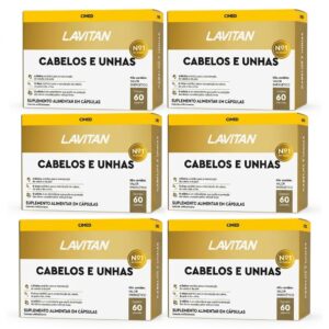 6 unidades de Multivitamínico Lavitan Cabelos E Unhas Com 60 Cápsulas