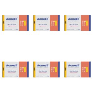 6 Unidades Sabonete Facial em Barra Acnezil Pele Oleosa 70g