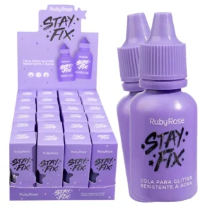 24 Unidades Cola Glitter Resistente A Água Stay Fix Ruby Rose
