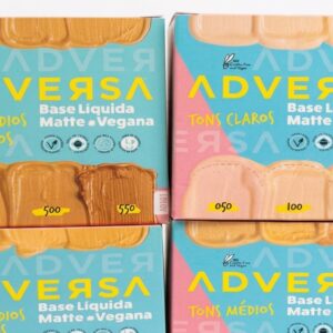 12 Unidades Base Líquida Matte Vegana Adversa  Tons Medios e Escuros