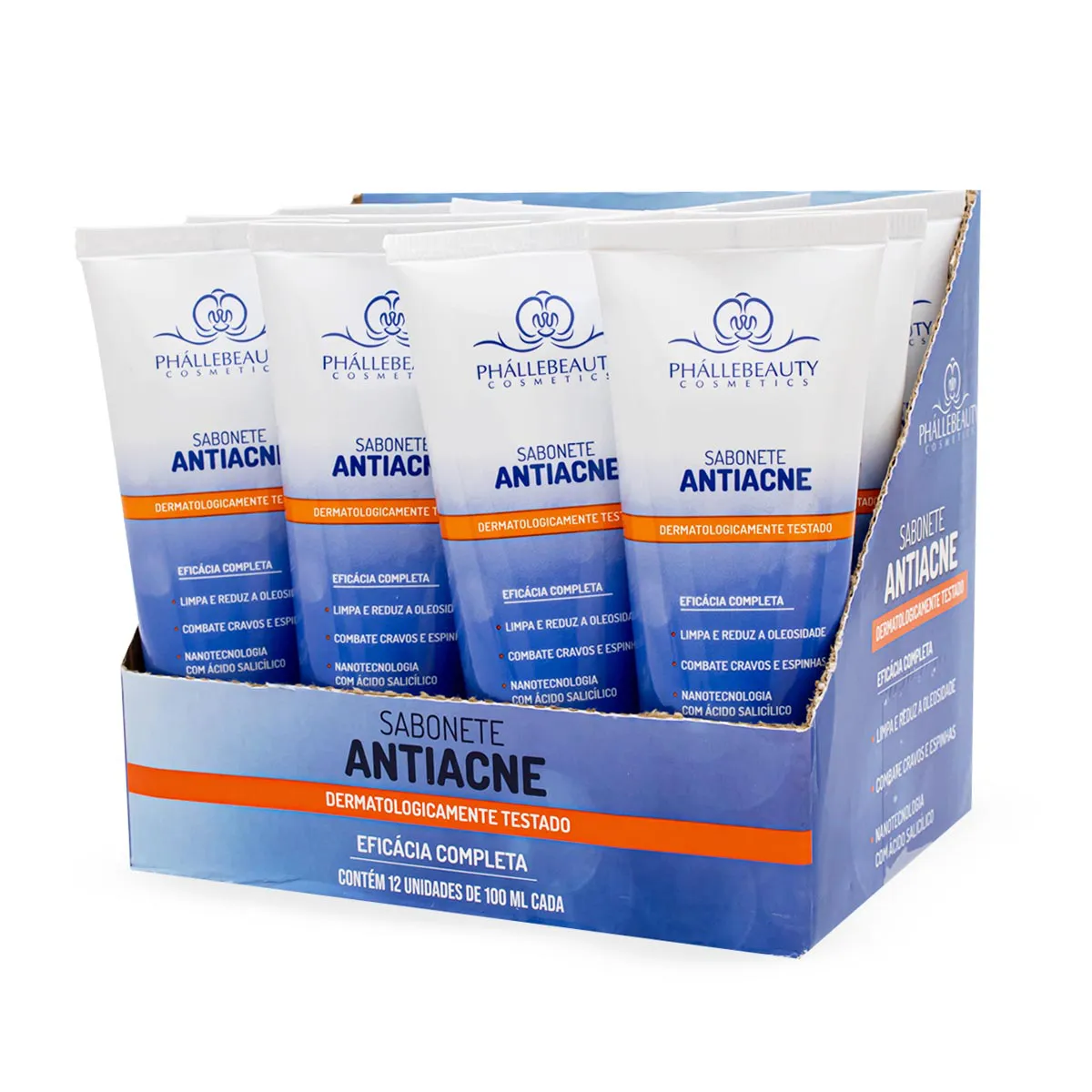 12 Unidades Sabonete Facial Antiacne 100ml  Phállebeauty
